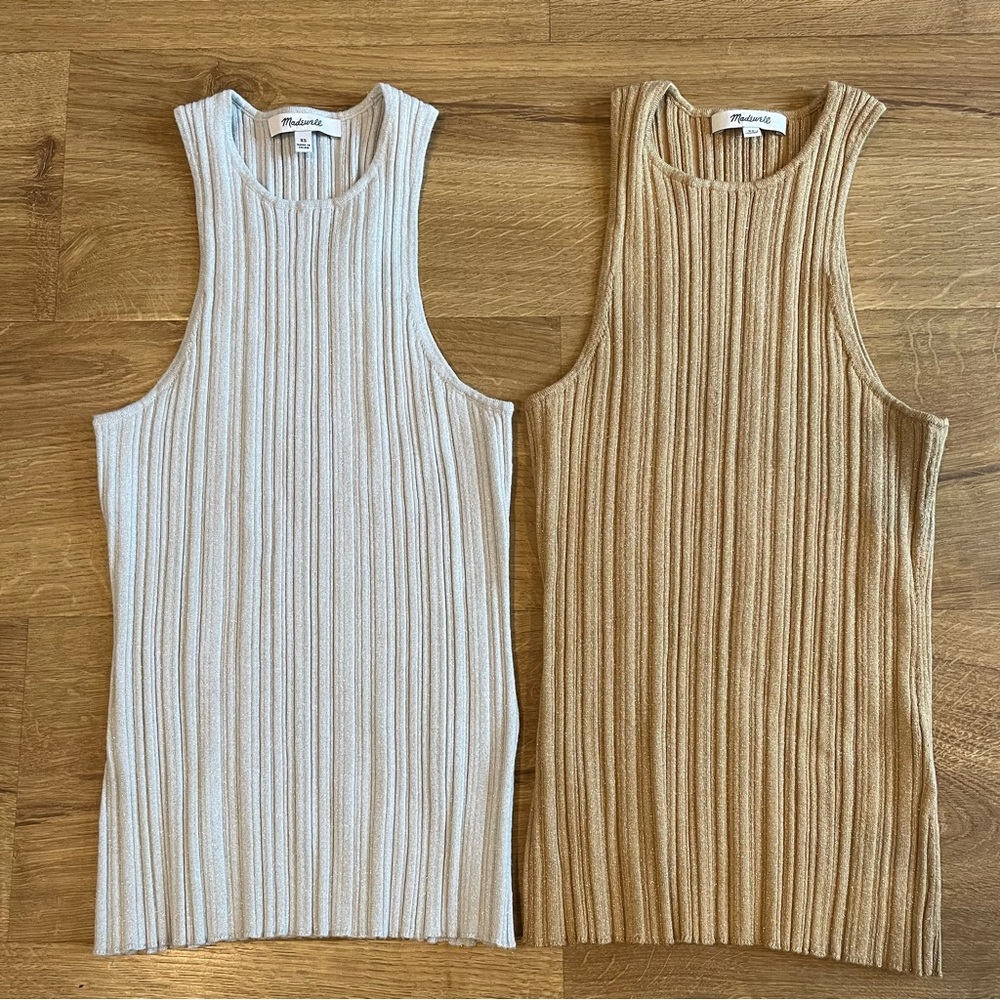 Madewell Ribbed Tank Tops in Silver and Gold -XS